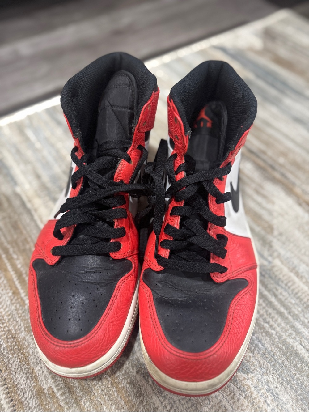 Jordan Kids Red, Black & White High-Top Sneakers